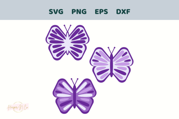 Download 3 Purple Butterflies SVG Layered Image - Butterflies svg Collection