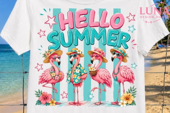 Download Hello Summer Flamingo Beach PNG Clipart - Beach png Collection
